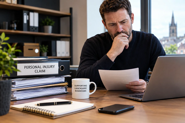 Business owner reviewing a personal injury claim after their solicitor closes.